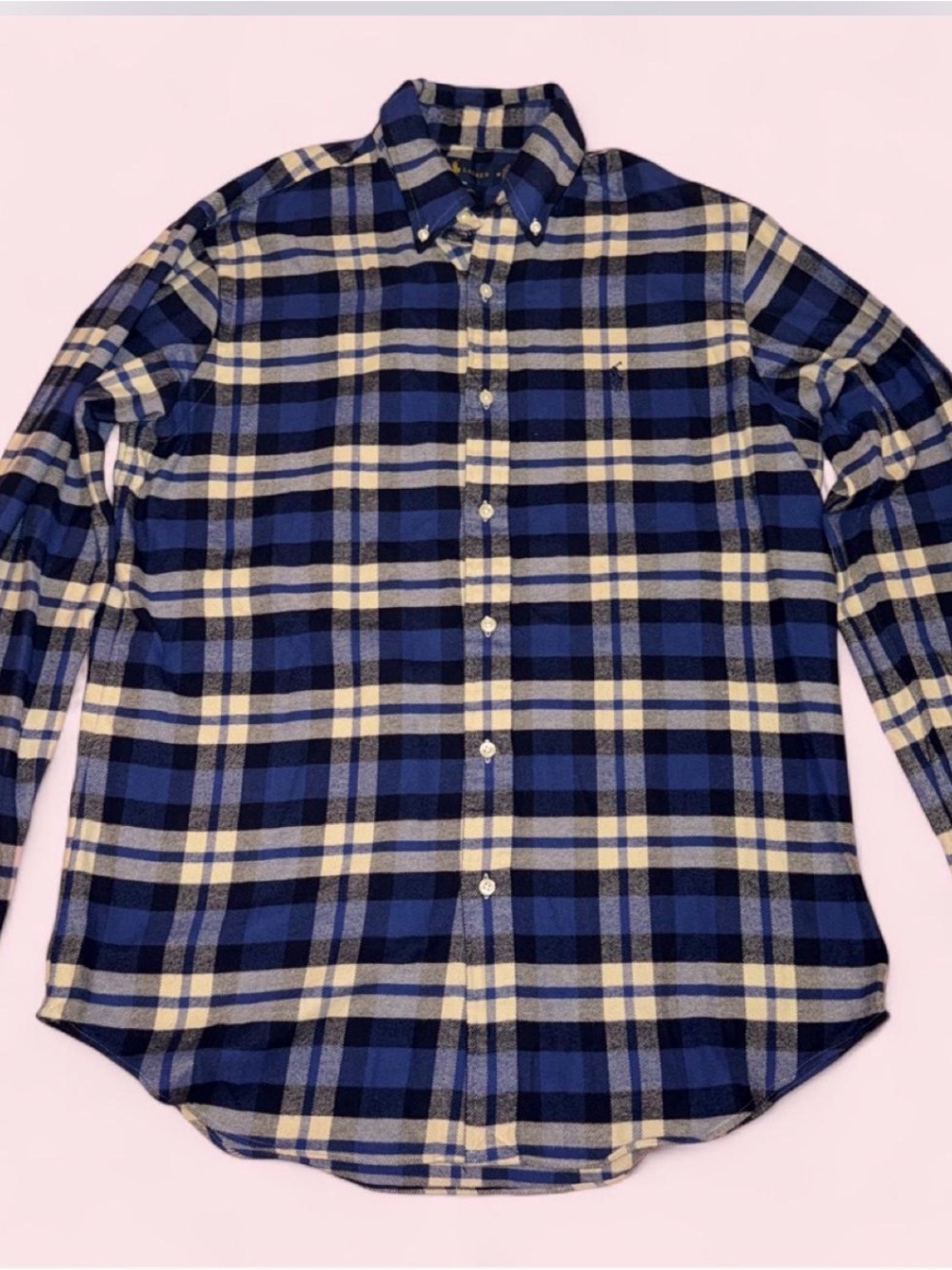 Ralph Lauren Blue and Cream Plaid Button-Down Shirt